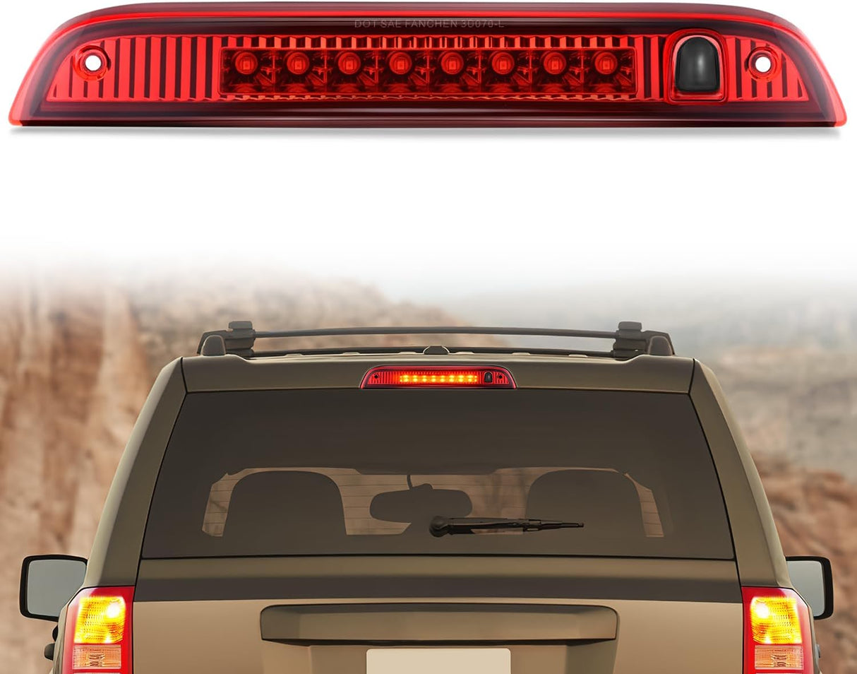 Third Brake Light Tail High Mount 3rd Stop Lights Red Lens Compatible with Jeep Patriot 2007 2008 2009 2010 2011 2012 2013 2014 2015 2016 2017 Van SUV Rear Center Cab Lamp