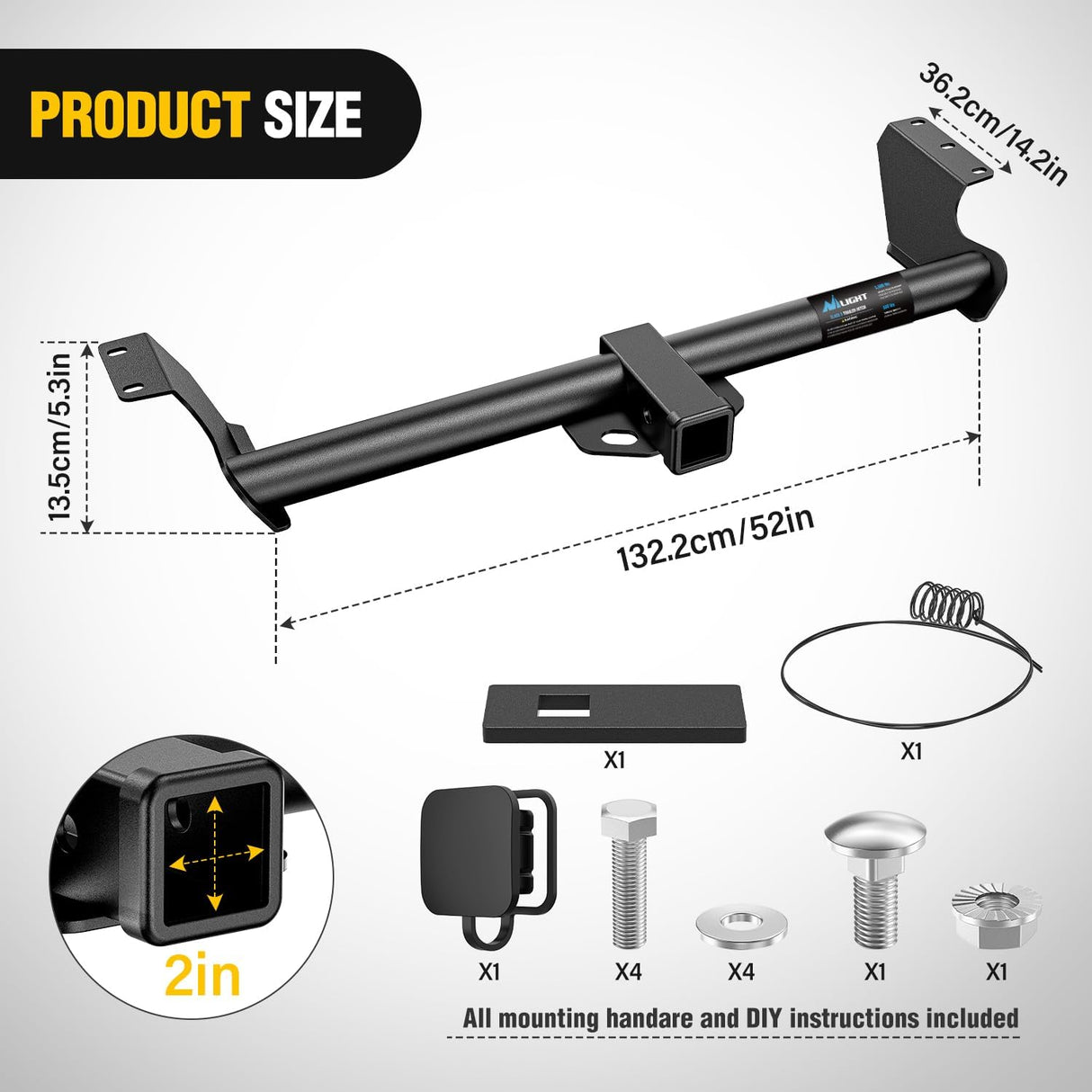 Class 3 Trailer Hitch Fits 1999-2017 Honda Odyssey 2 inch Hitch Receiver Multi-Fit Hitch to Receive Ball Mount Cargo Carrier Bike Rack Tow Hook Black