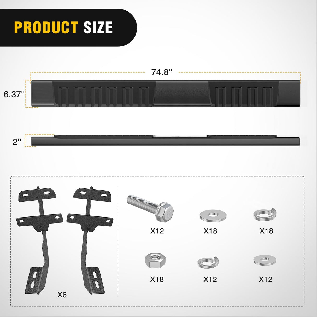 Running Boards for 2015-2026 Ford F150 Quad Cab 2 Full-Size Door & 2 Half-Size Door 6 Inch Side Step Nerf Bars Stainless Steel Black