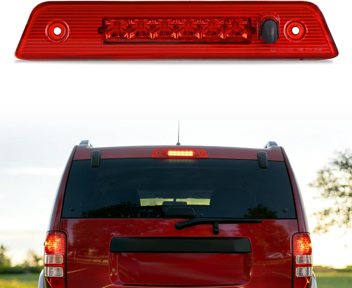Third Brake Light for Jeep Patriot 2007-2017, Red Lens | for Jeep Patriot 2007 2008 2009 2010 2011 2012 2013 2014 2015 2016 2017, High Mount 3rd Stop Van SUV Rear Center Cab LED Lamp