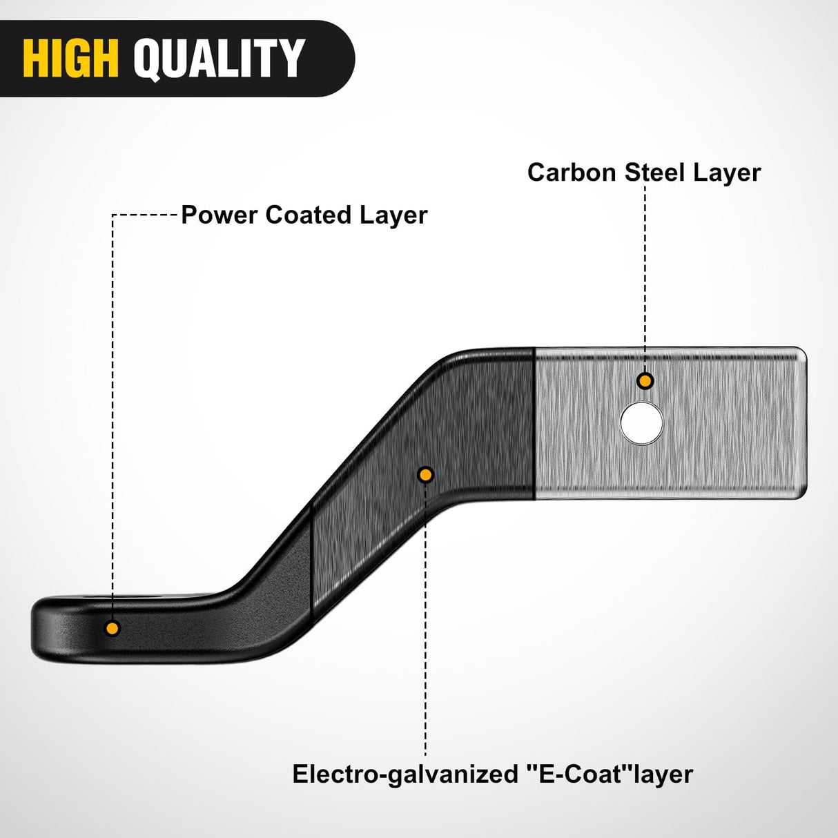 Trailer Hitch Ball Mount Fits 2-1/2 Inch Receiver Square | with 5/8 Inch Hitch Pin Clip 15000 lbs 4 Inch Drop, 2-1/2 Inch Rise, 1-1/4-Inch Hole, Gloss Black Powder Coat