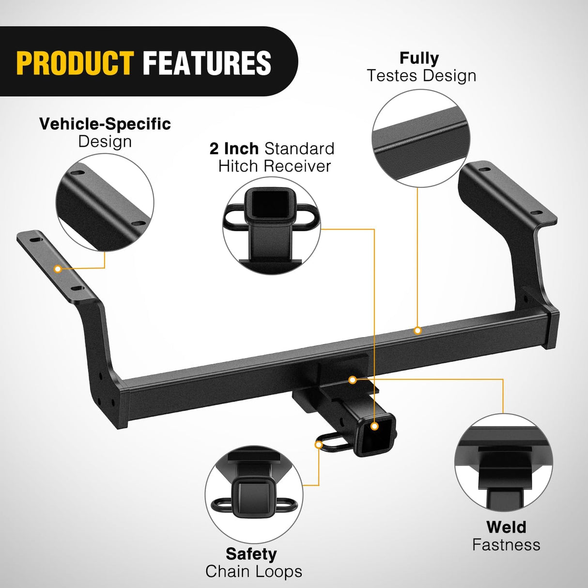 2 Inch Receiver Tow Hitch for 2018-2024 Subaru Crosstrek All | Class 3 Trailer Hitch for 2018 2019 2020 2021 2022 2023 2024 Subaru Crosstrek All Black Powder Coated