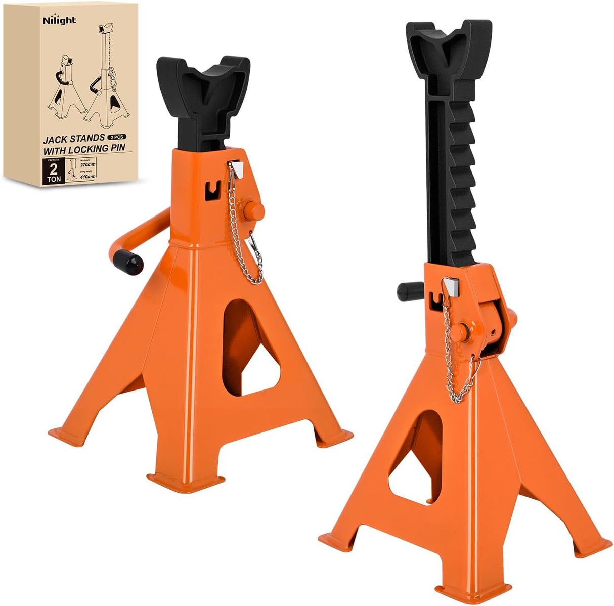 2 Ton Jack Stands, Double Locking Heavy Duty Steel 4,400 lbs Capacity, Adjustable 10.6 Inch-16.2 Inch Height for SUV Sedan Pickup Light Truck, 2 Pack