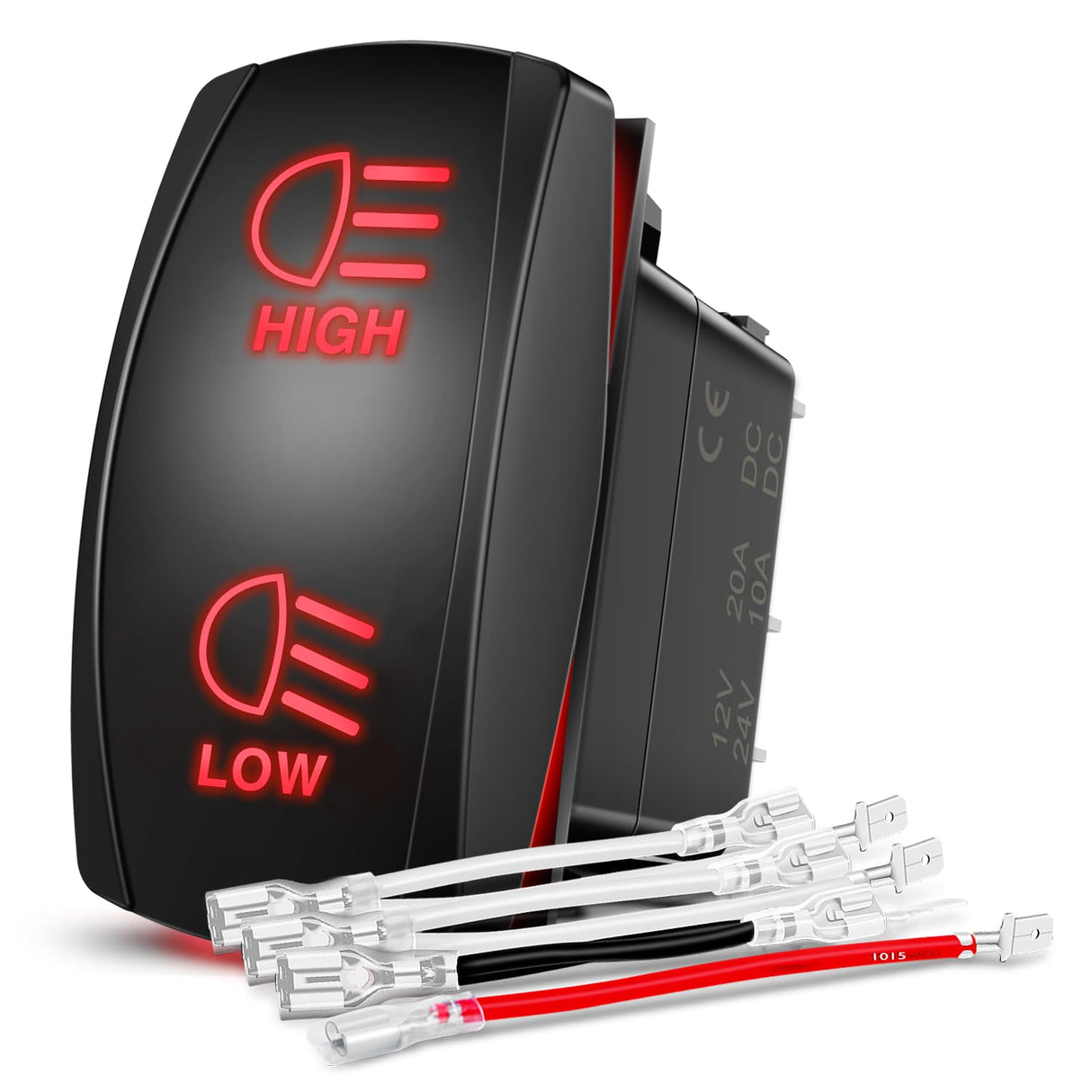High Low Beam Headlights Rocker Switch Toggle On/Off/On DPDT 7Pin 12V 24V High/Low Jumper Wires for Cars Trucks Caravans Trailer Tractor RV SUV ATV UTV,2 Years Warranty