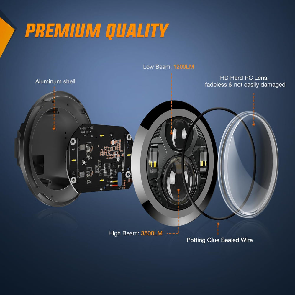 Motorcycle 5.75Inch Black LED Headlights Nilight