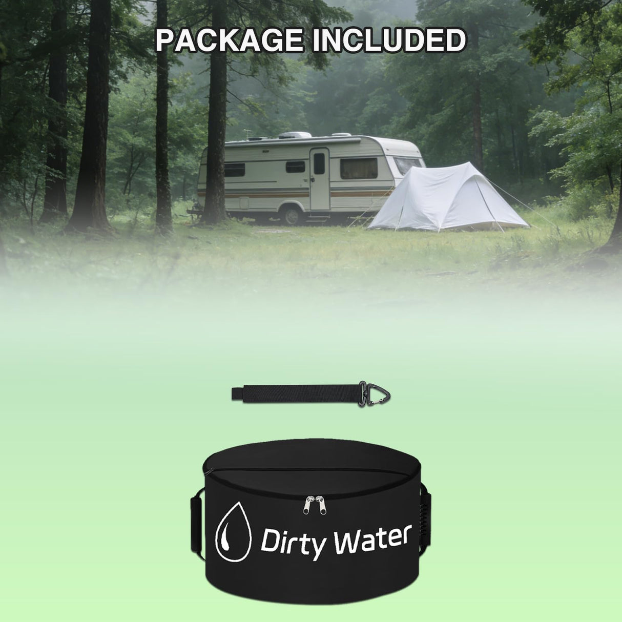 1 Pack RV Sewer Hose Storage Bag, Waterproof Black Bag with Dual Zipper Closure Handle Straps RV Storage & Organization for Sewer Fresh Water Hoses Electrical Cords Camper Tools Accessories