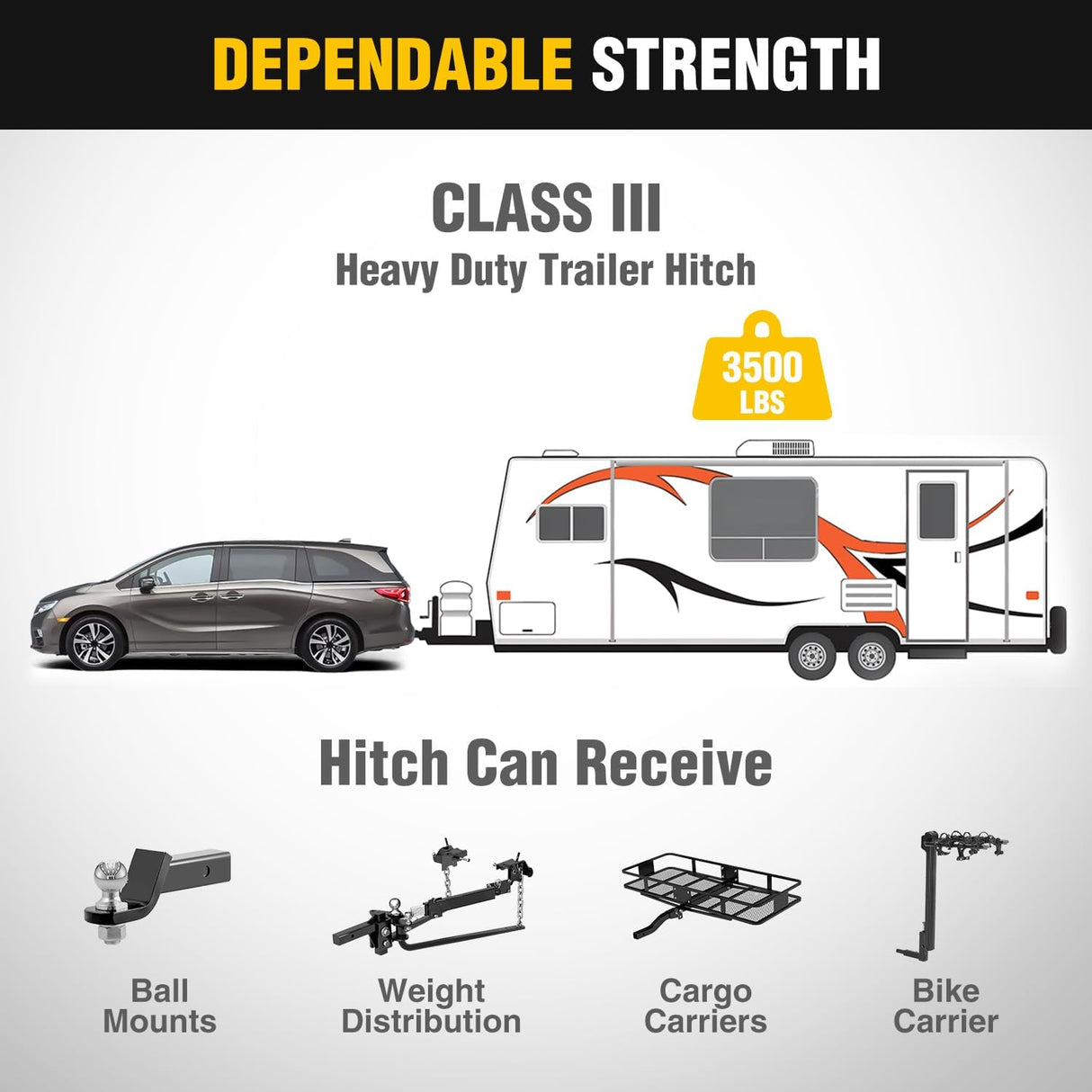 Class 3 Trailer Hitch Fits 1999-2017 Honda Odyssey 2 inch Hitch Receiver Multi-Fit Hitch to Receive Ball Mount Cargo Carrier Bike Rack Tow Hook Black