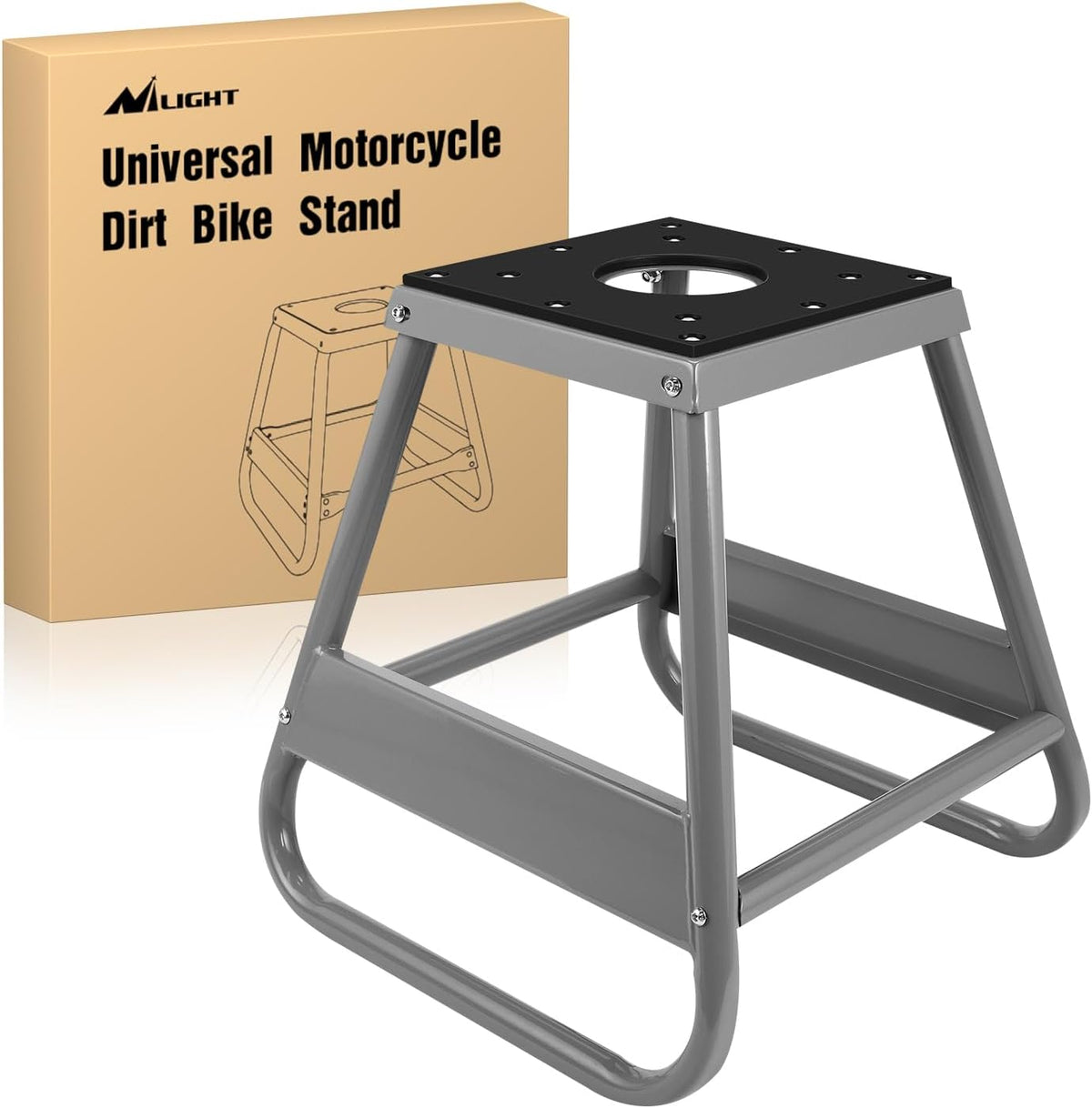 Universal Dirtbike Pit Stand Non-Slip Rubber Top Off-Road Steel Heavy Duty Moto Removable Maintenance Motocross Stand Hoist Lift Jack 1000LBS Capacity Silver
