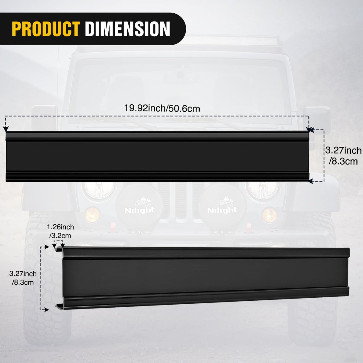 22 Inch Spot Flood Combo LED Light Bar Black Cover | Protective Durable Polycarbonate Lens, Waterproof Dustproof Scratch-Proof for Side-Mounted Bumper Off Road Driving Fog Lamp