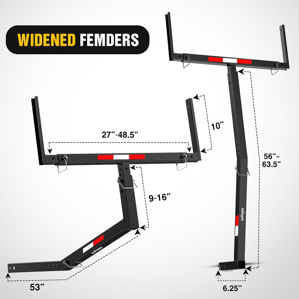 Truck Bed Extender w/Straps & Receiver Tightener & Flag, Fits 2-inch Hitch Receiver, 2-in 1 Pickup Hitch Mount Truck Bed Extension for Rack, SUV, Lumber, Ladder, Canoe, Boat, Kayak, Pipes