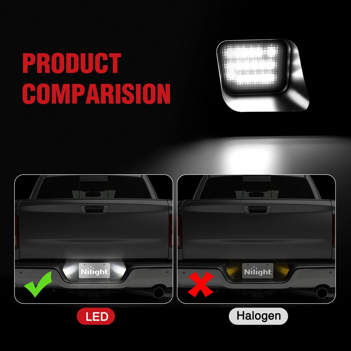 License Plate Lights Compatible with 2003 2004 2005 2006 2007 2008 2009 2010 2011 2012 2013 2014 2015 2016 2017 2018 Dodge Ram with Clear Lens Black housing 6000K White 2PCS Pack