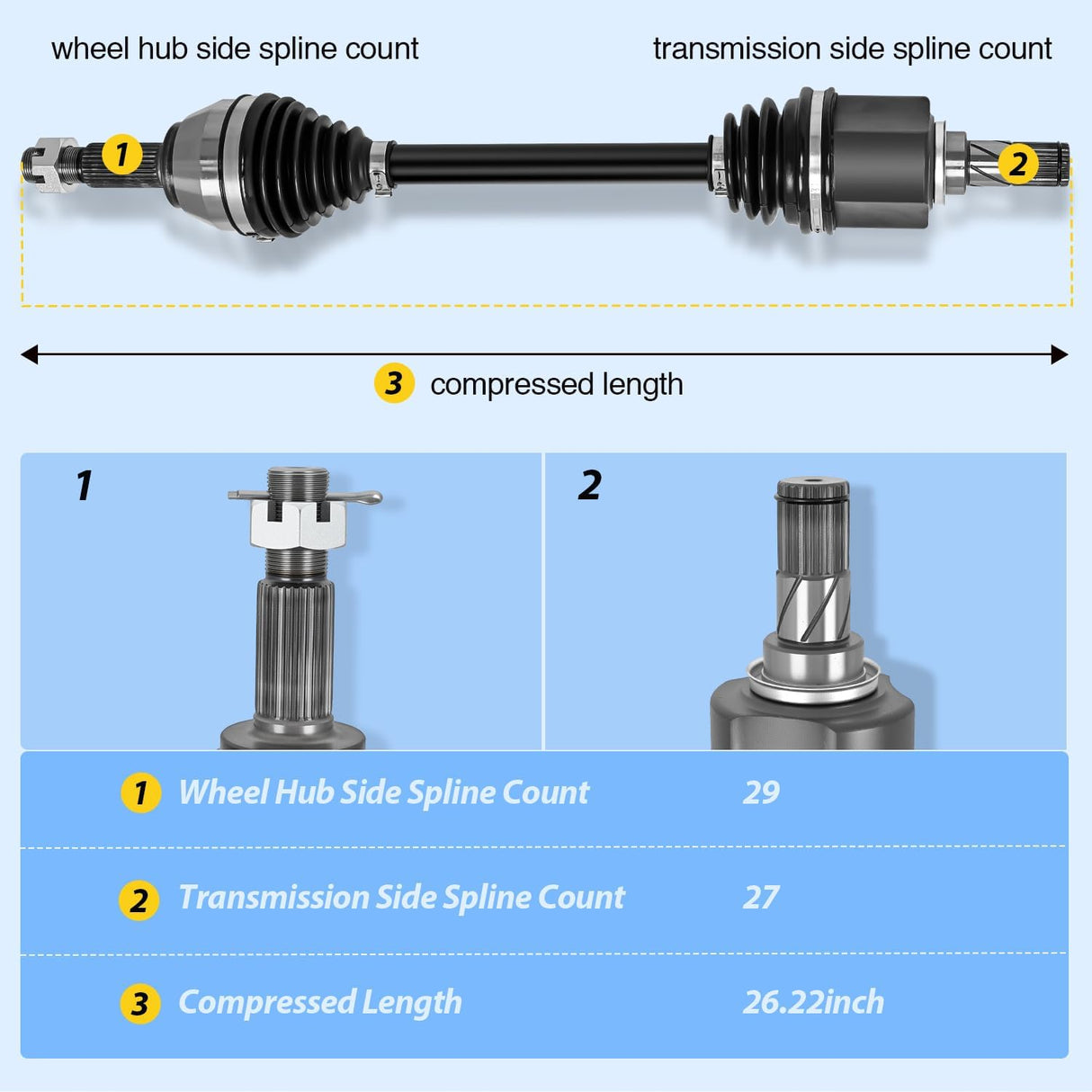 CV Axle Shaft Assembly Compatible with 2007 2008 2009 2010-2012 2013 Nissan Altima 2011-2013 Rogue 2014-2015 Rogue Select 2007-2012 Sentra Half-Shaft Assemblies Replacement Front Driver Side
