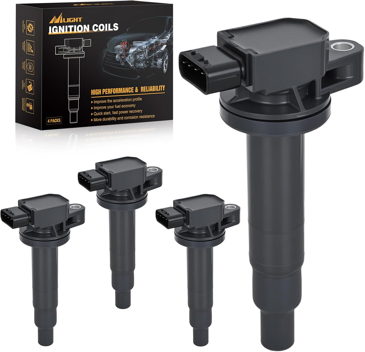 Ignition Coil Pack Fit for Scion XA XB Toyota Echo Prius C Camry Yaris 1.5L 2000 2002 03 04 05 06 07 08 09 10 11 12 13 14 15 16 2017 2018 OE# C1304 UF316 5C1293 GN10312 Ignition Coils Set of 4