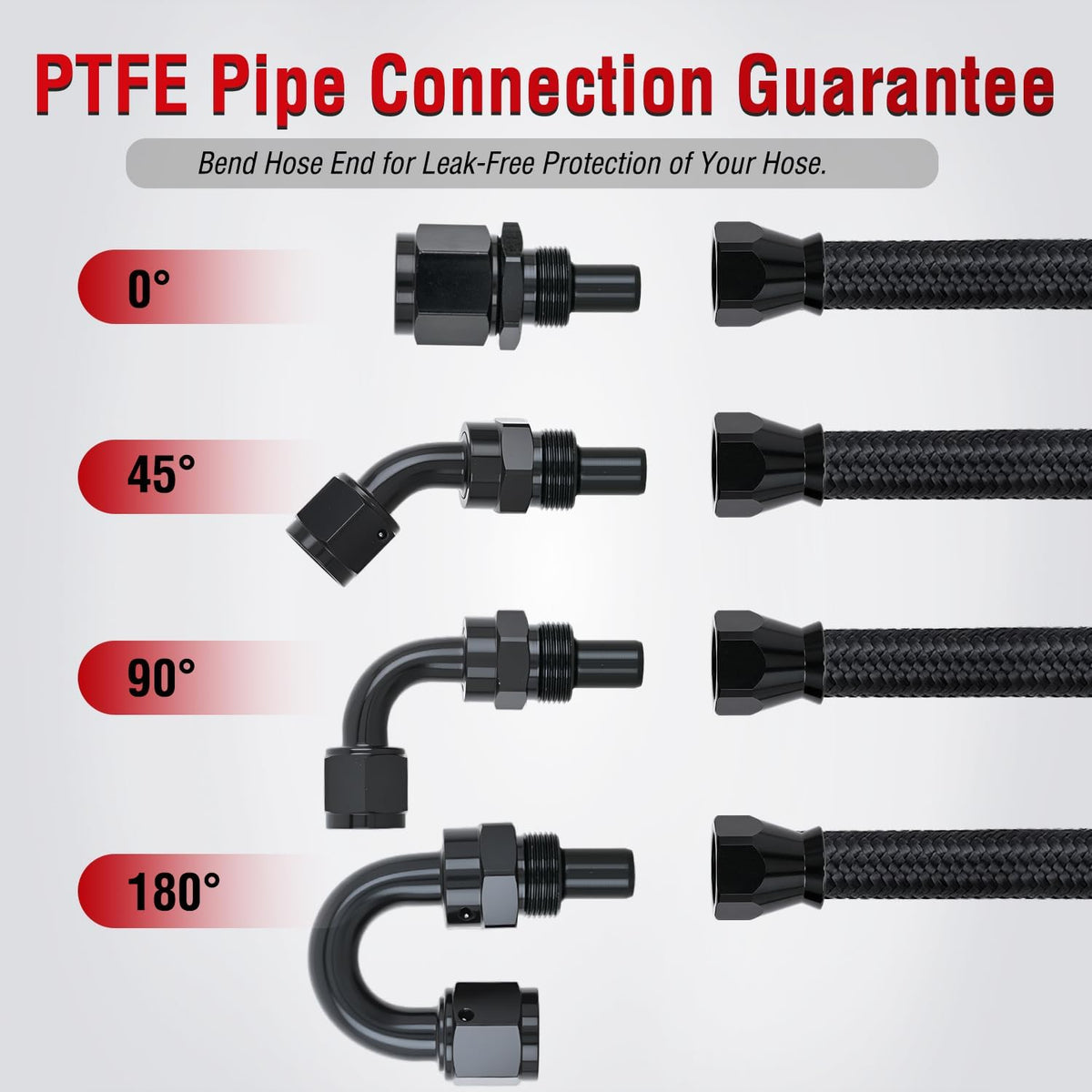 8AN 20FT PTFE Fuel Hose Kit with 12PCS AN8 Fittings&Hose Separator | Fit E85 Nylon Stainless Steel Braided Fuel Hose Universal for Automotive Racing Engines