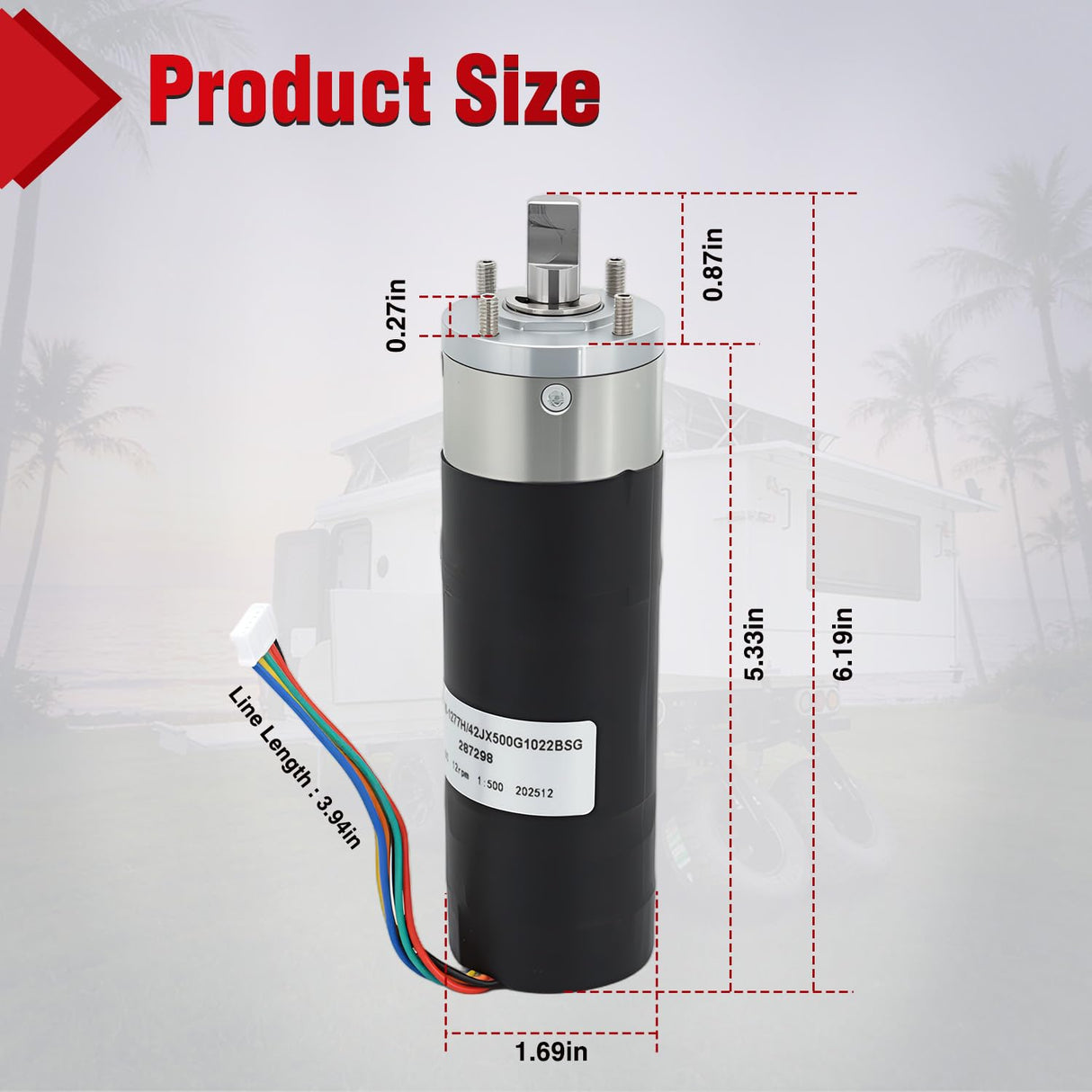 287298 RV in-Wall Slide-Out Motor for Lippert Schwintek 500:1 | Compatible with Lippert LCI Schwintek in Wall Slide System 500:1 High Torque Gear Ratio Motorhome for Travel Trailer Camper