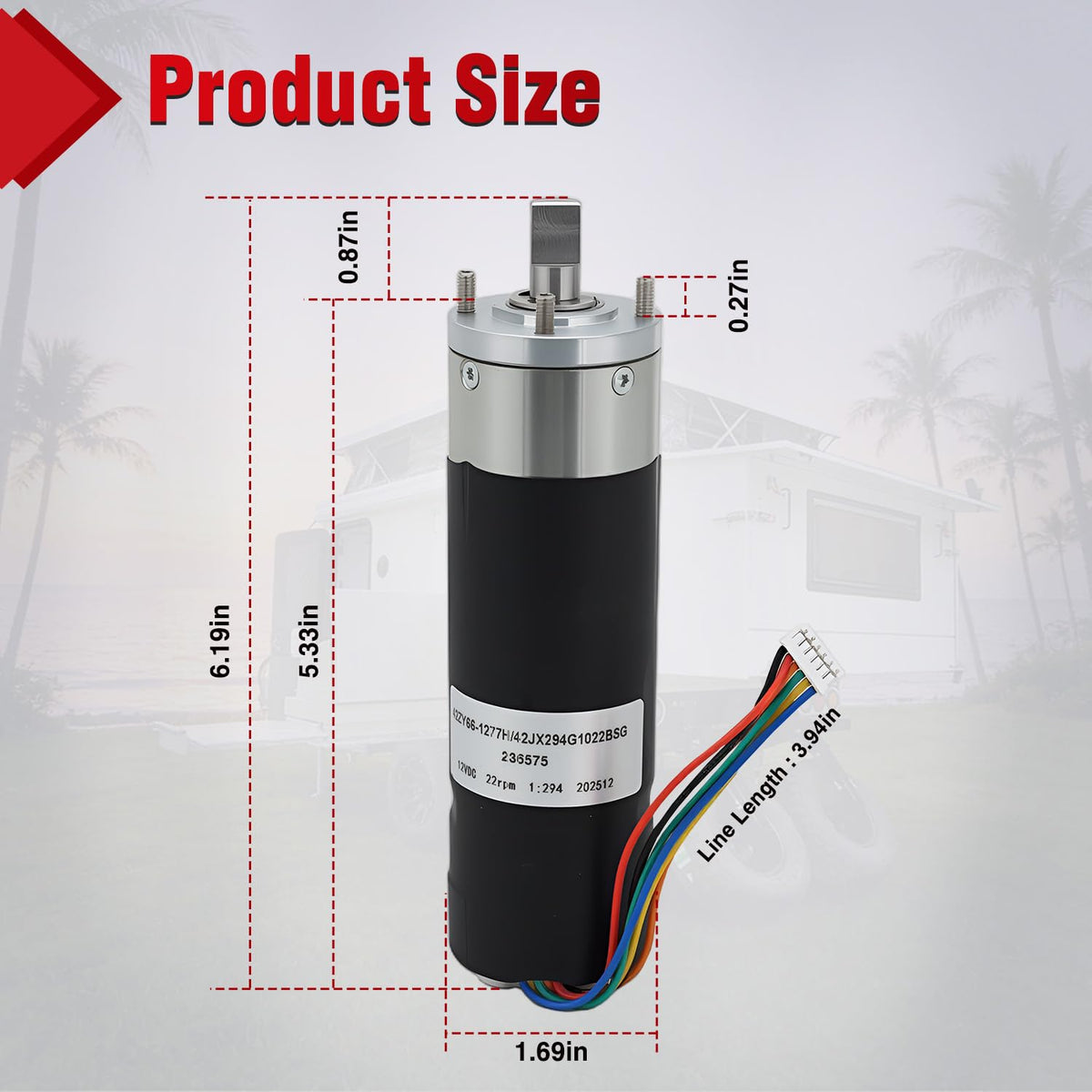 236575 RV in-Wall Slide-Out Motor for Lippert Schwintek 300:1 | Compatible with Lippert Schwintek in Wall Slide System 300:1 High Torque Gear Ratio IG-42 10mm for Travel Trailer Camper