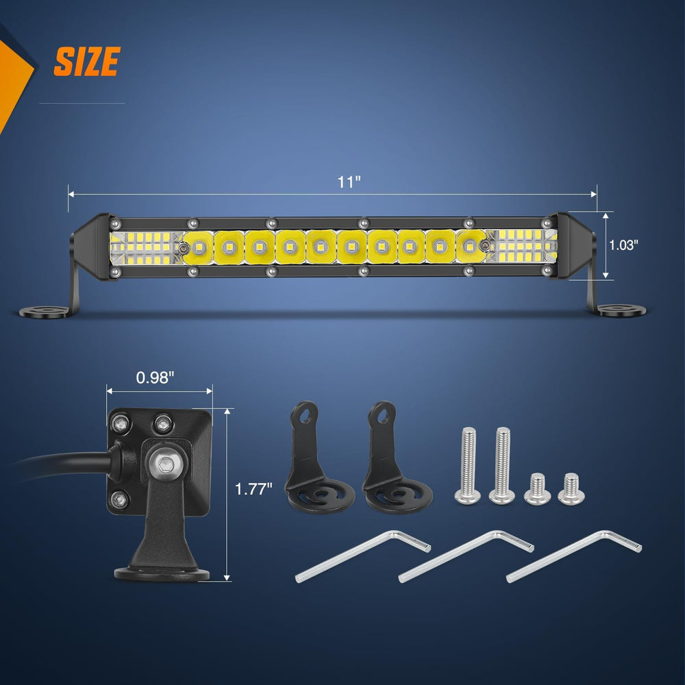 11 Inch 78W 26LED Single Row Ultra-Slim Spot Flood LED Light Bars Nilight