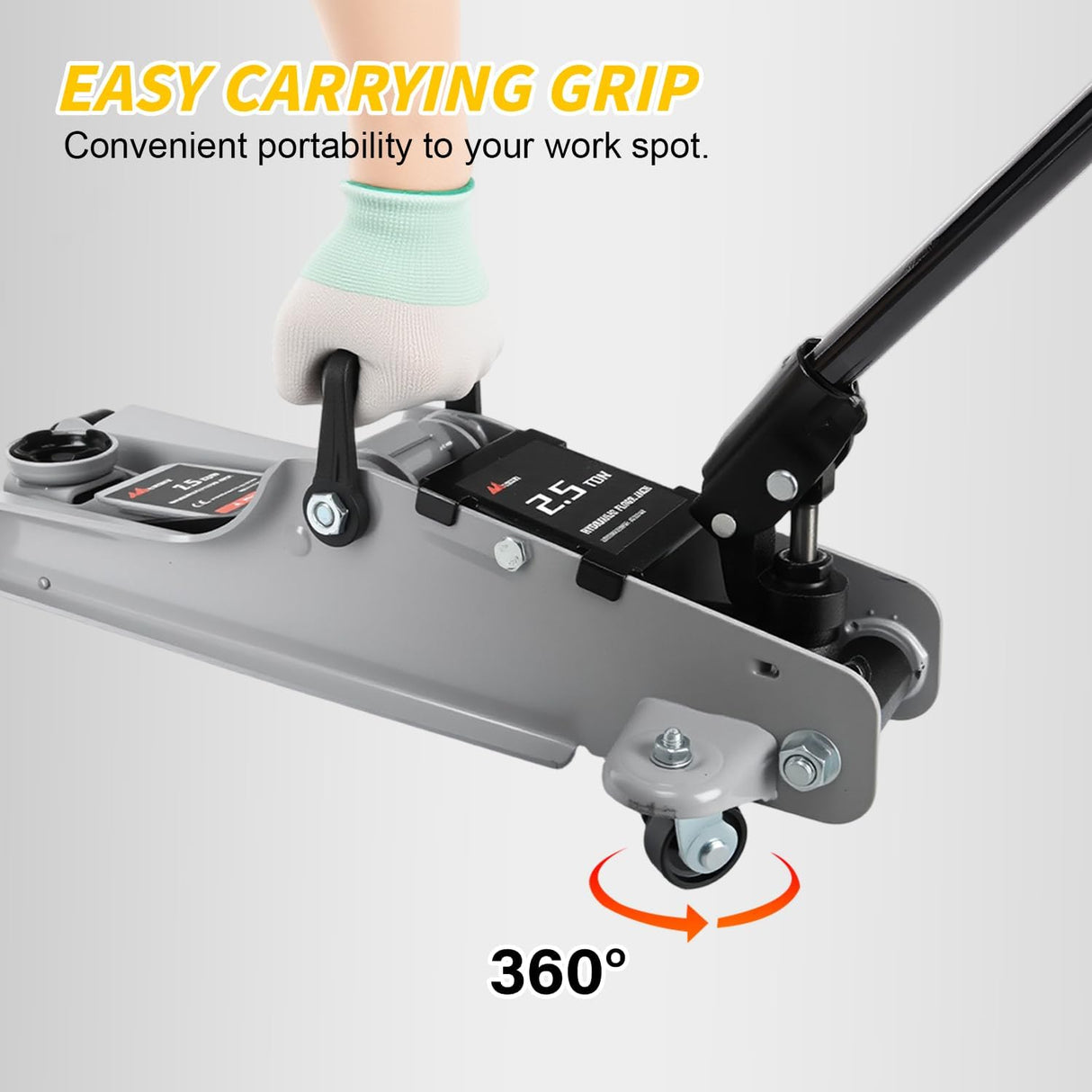 2.5 Ton Floor Jack, Low Profile Hydraulic Trolley Car Jack with 360° Swivel Lifting Arm, Heavy Duty Steel Service Jack, Lifting Range 3.35 Inch to 15.15 Inch