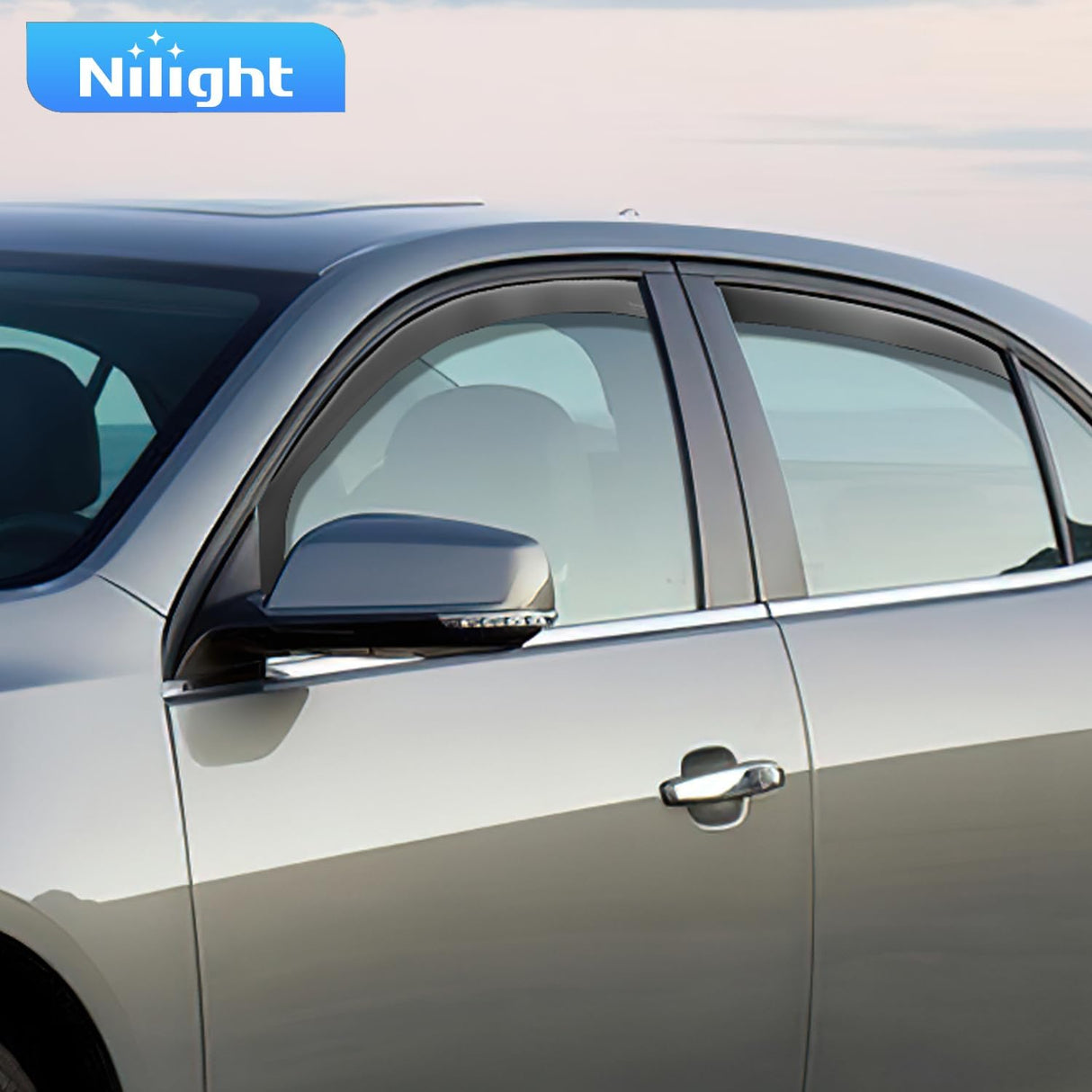in Channel Window Visors for Chevrolet (Chevy) Malibu 2016-2024 2025 Side Window Deflectors Rain Guards, Smoke Tint, Reduce Wind Noise, Car Wash Safe, 4PCS