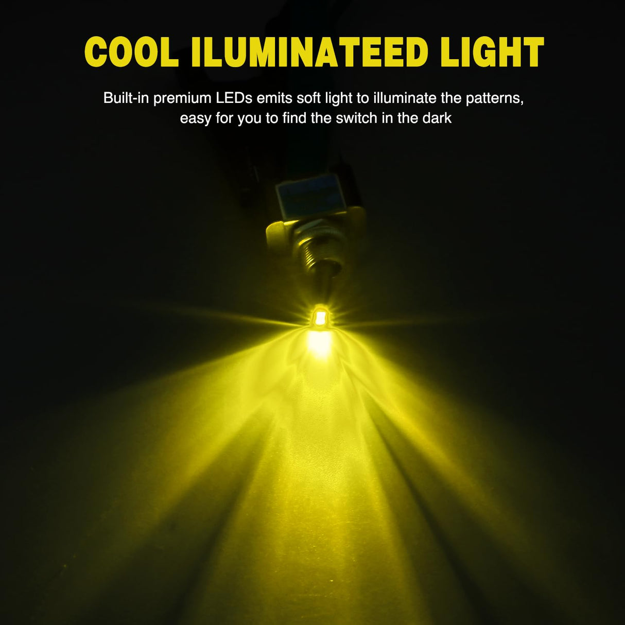 5PCS LED Toggle Switch ON Off 12V 30A Yellow Lighted Metal Heavy Duty SPST 3 Pin Rocker Switches 12mm Mounting Hole for Automotive Cars Trucks Boats Racing Cars