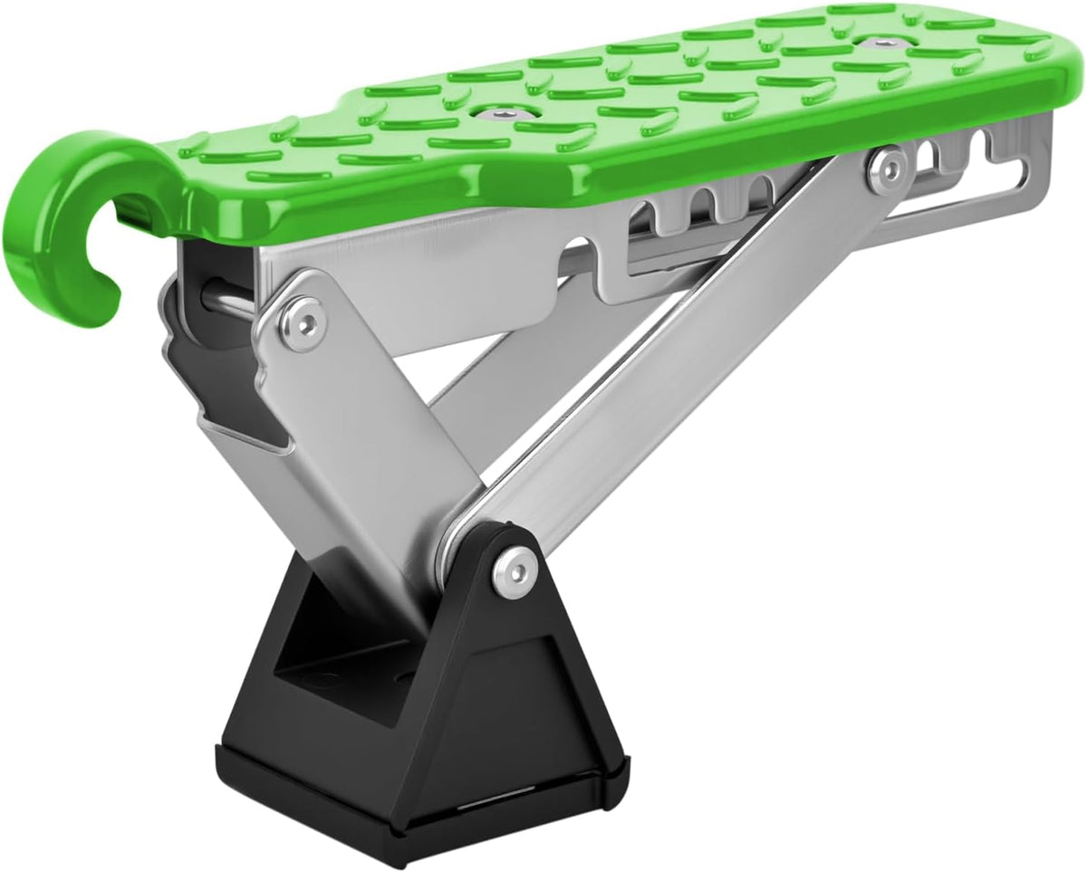 Car Door Step Universal Aluminum Latch Step for Car Roof Access Portable Folding Car Door Latch Hook Step Multi-Adjustable Both Feet Stand Pedal Max Load 500 Lbs for Truck SUV Vehicles, Green