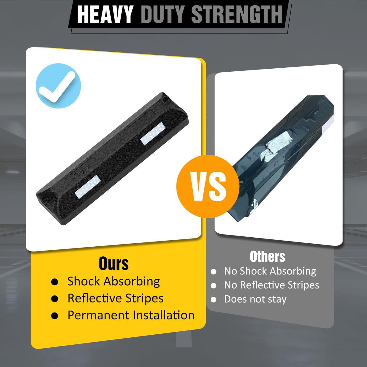 Rubber Parking Curbs 2 Pack - Heavy Duty 22 Inch Garage Wheel Stops Parking aid Block for Driveway & Parking Lot, Black