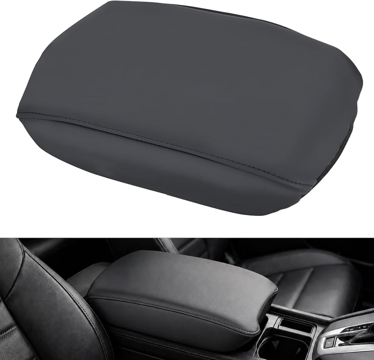 Center Console Cover for Honda CRV 2017-2022 Car Armrest Cushion | for CRV 2017 2018 2019 2020 2021 2022 Nappa Leather Armrest Cover for Car Waterproof Anti-Scratch Middle Arm Rest Pad, Black