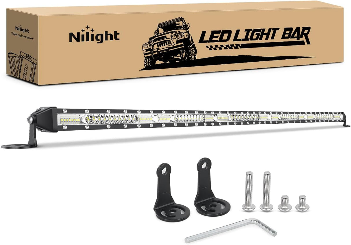 Slim LED Light Bar 50 Inch 130LED Single Row Spot Flood Combo Fog Lights Driving Work Roof Bumper Lamp Offroad Lighting for 4x4 Trucks SUV ATV UTV
