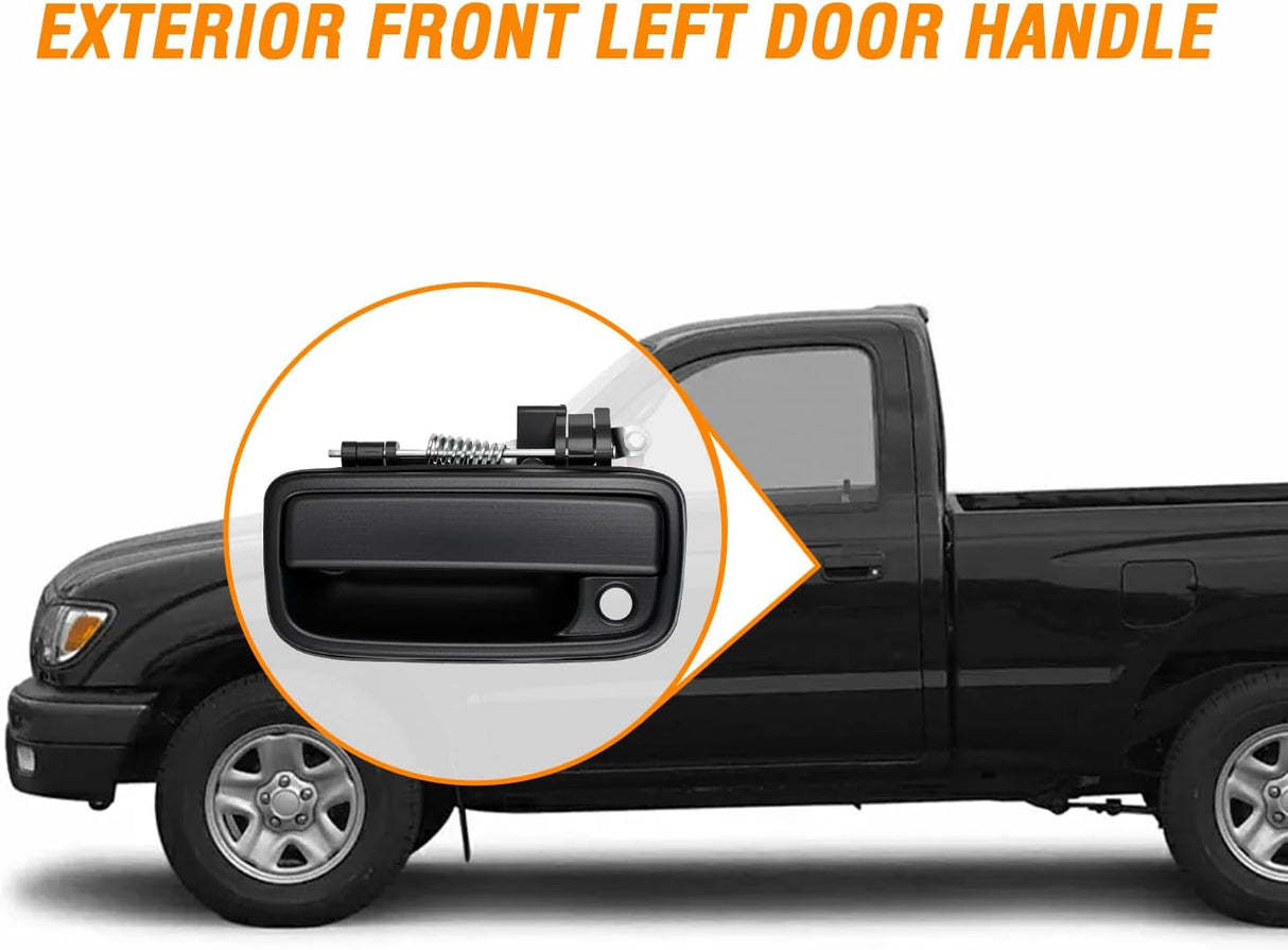 Exterior Front Driver Car Door Handle with Key Hole Compatible with 1995 96 97 98 99 00 01 02 03 2004 Toyota Tacoma Outside Door Handles Black Replaces OEM #91319, 79344, 69220-35020,TO1310117
