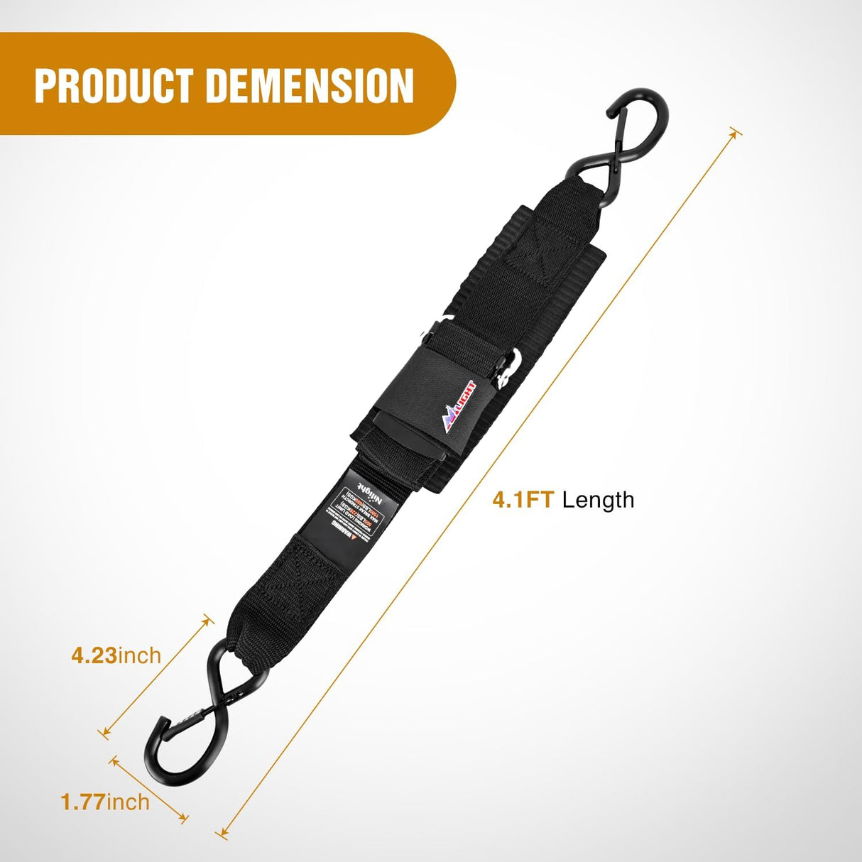 Tie Down Kits 2 PCS 2 Inch x 48 Inch Adjustable Boat Trailer Straps | for Trailering Safety with Boat Jet Ski Kayak Secure Black 1500 LBS Max Break Strength
