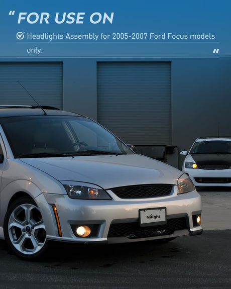 2005-2007 Ford Focus Headlight Assembly Black Housing Clear Reflector Clear Lens Nilight
