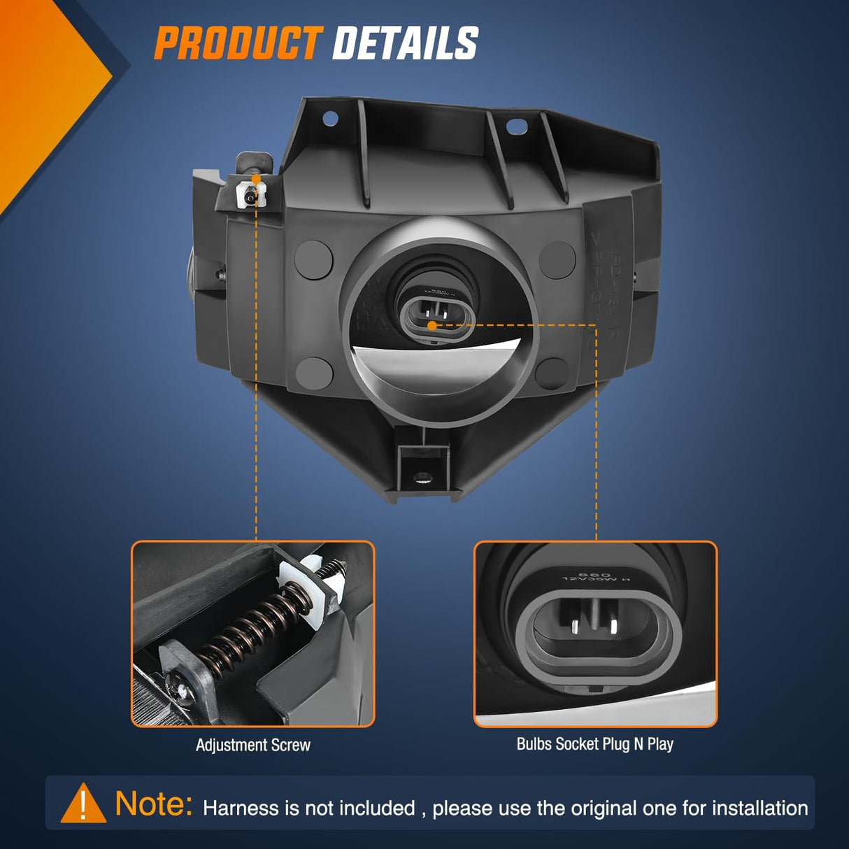 1999-2004 Ford Mustang Fog Lights Assembly Amber Lens 880 27W Bulbs Nilight