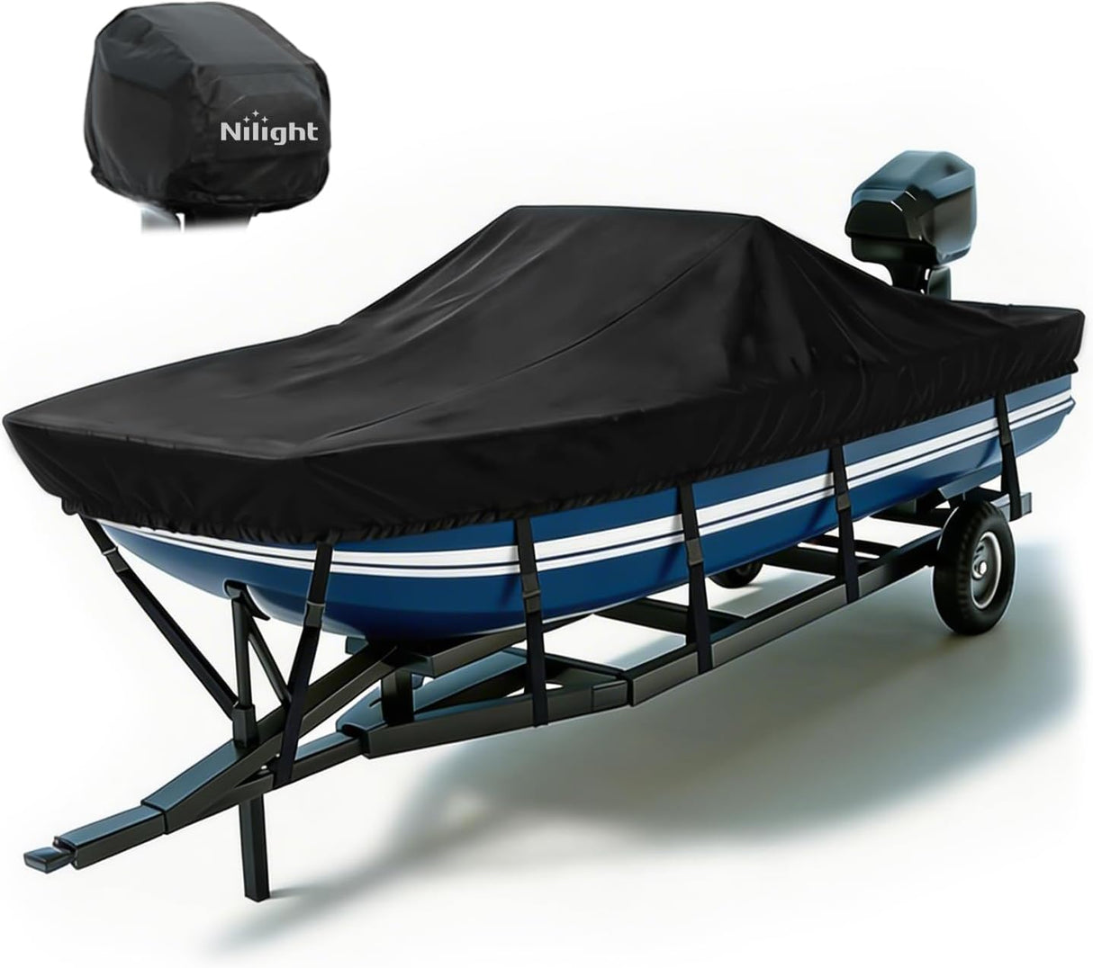 800D Heavy Duty Boat Cover 16ft-18.5ft | Fits boats with beam width up to 94in (Narrow Jon Boats & Fishing Boats), Marine Grade All-Weather proof Trailerable Cover