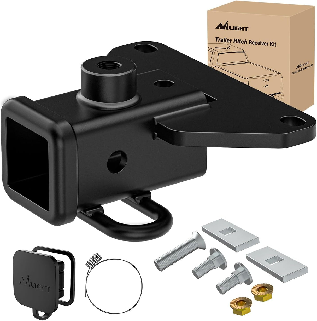 2 Inch Rear Trailer Hitch Receiver Class 3 Tow Towing Hitch & Cover Kit for Gladiator JT 2019 2020 2021 2022 2023 2024 2025 with Hitch Cover