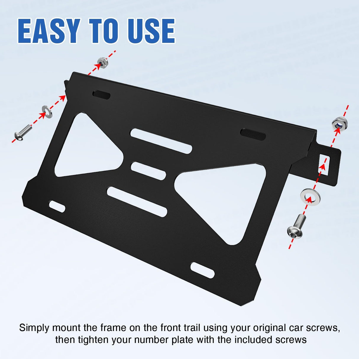Front License Plate Bracket fit for Ford Bronco 2/4 Door 2021-2026 | for 2021-2025 2026 Steel License Plate Mounting Holder for Heavy-Duty Modular Bumper no Drilling Required Rattle-Free Black