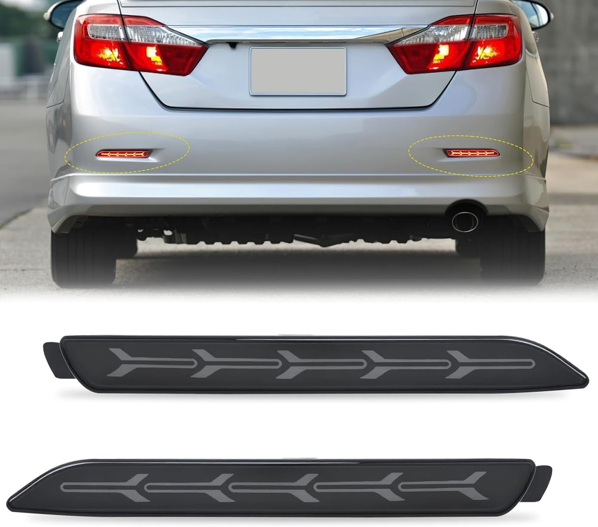 Smoke Lens Rear Bumper Tail Light for 2006-2014 Toyota Camry | for 2006 2007 2008 2009 2010 2011 2012 2013 2014 Toyota Camry Brake Turn Signal Driving LED Reflector Lamps Replacement
