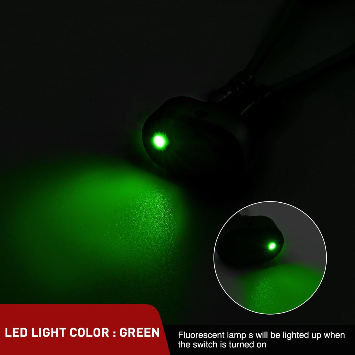 5Pcs 12V 30A Round Toggle LED Switch with Green LED Indicator Nilight