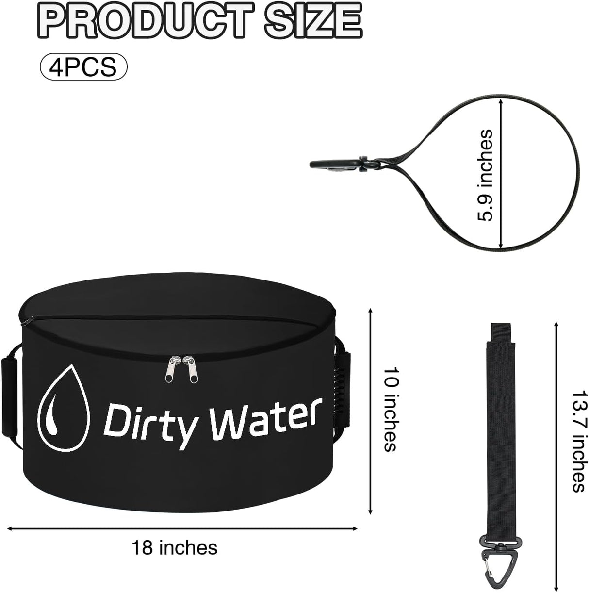 RV Hose Storage Bag 4 Pack Waterproof with Dual Zipper Closure, Handle & Straps RV Sewer Hose Storage and Organization for Sewer, Fresh Water Hoses Electrical Cords Camper Tools Accessories