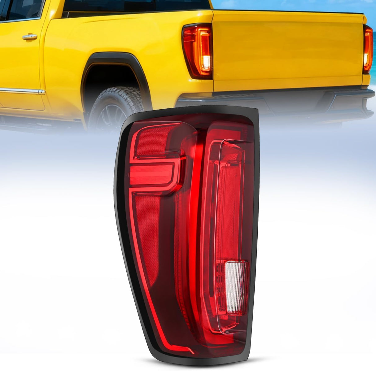 Taillight Assembly Compatible with GMC 2019 2020 2021 2022 2023 2024 Sierra 1500 LED Type Tail Lights 2020-2024 Sierra 2500HD 3500HD Rear Lamp Replacement Driver Side