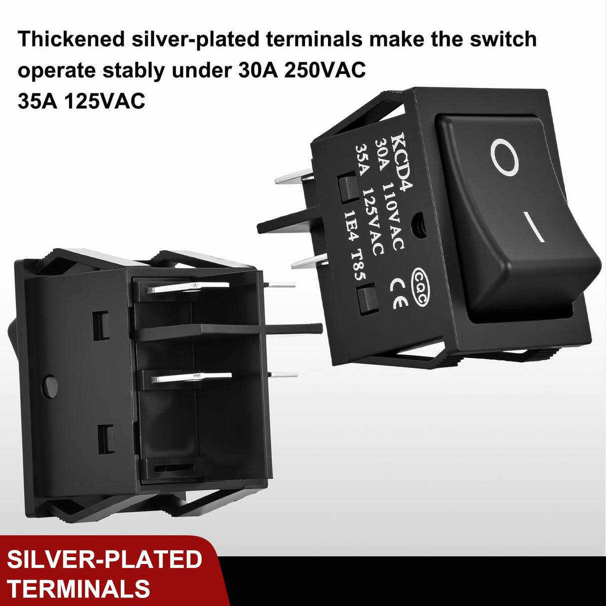 3PCS DPST Rocker Switches 12V 30A/110V 35A/125VAC 4 Pin 2 Position Switch ON Off Toggle Switch KCD4 for Car Automotive Truck Boat Marine Off-Road Vehicle