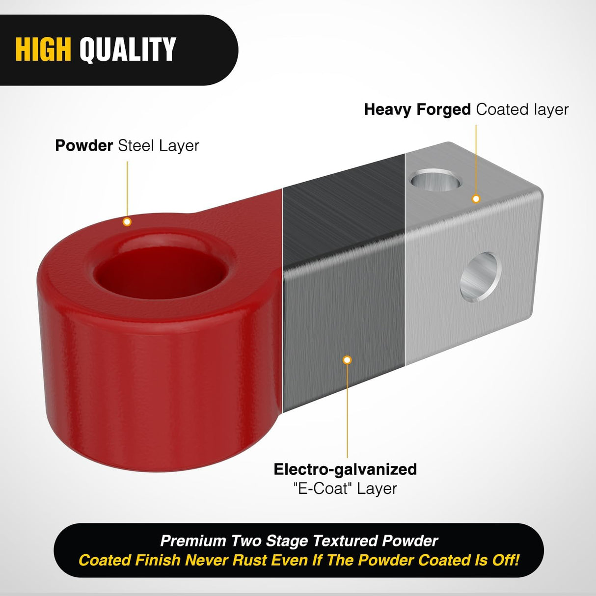 Aluminum Soft Shackle Hitch for 2 Inch Receiver 35274 Lbs Break Strength with Lock Pin 1.35 in Oversize Smooth Hole for Large Soft Shackles Off-Road Towing Accessory for Trucks SUV (Red)