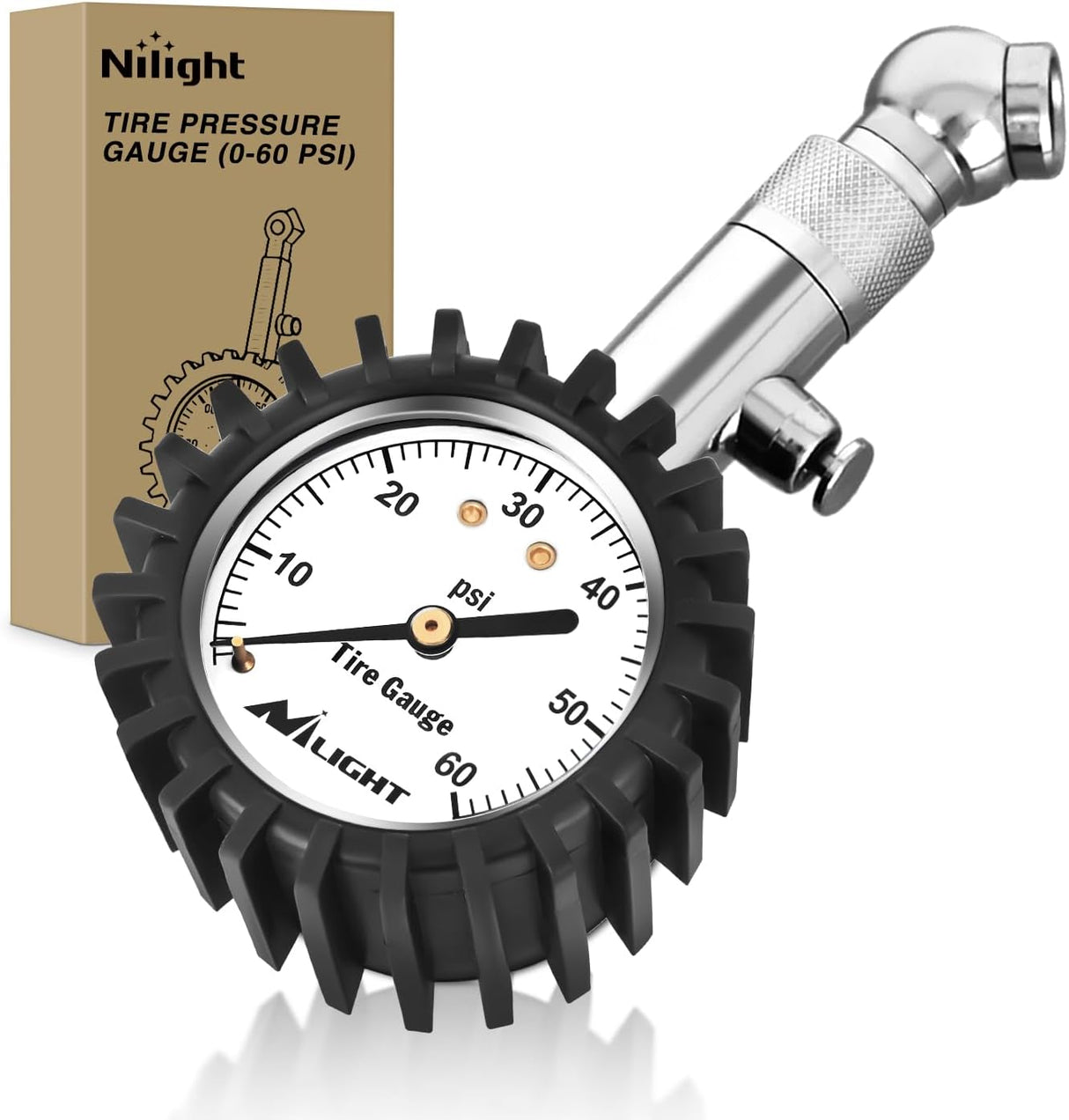Tire Pressure Gauge 60PSI Heavy Duty Stainless Steel Air Chucks ANSI B40.1 Certified Large 2 Inch Dial Wheel Service Checker for Truck Semi Truck ATV Motorhome Cars & RV Accessories