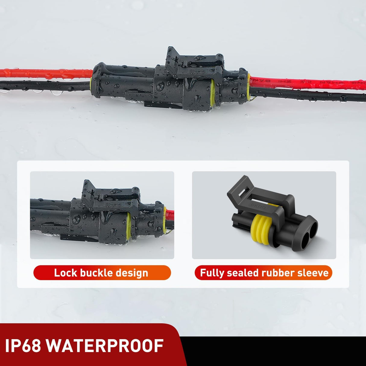 200PCS 2 Pin Electrical Connector Plug Male Female Terminal Wire Connector Nilight