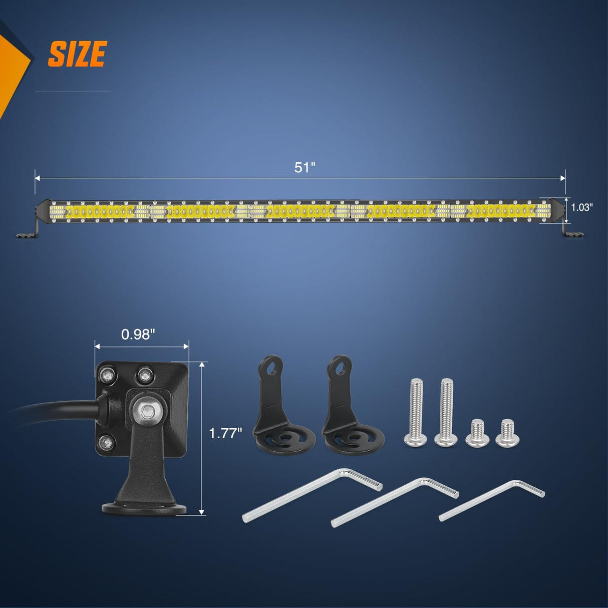 Slim LED Light Bar 50 Inch 130LED Single Row Spot Flood Combo Fog Lights Driving Work Roof Bumper Lamp Offroad Lighting for 4x4 Trucks SUV ATV UTV