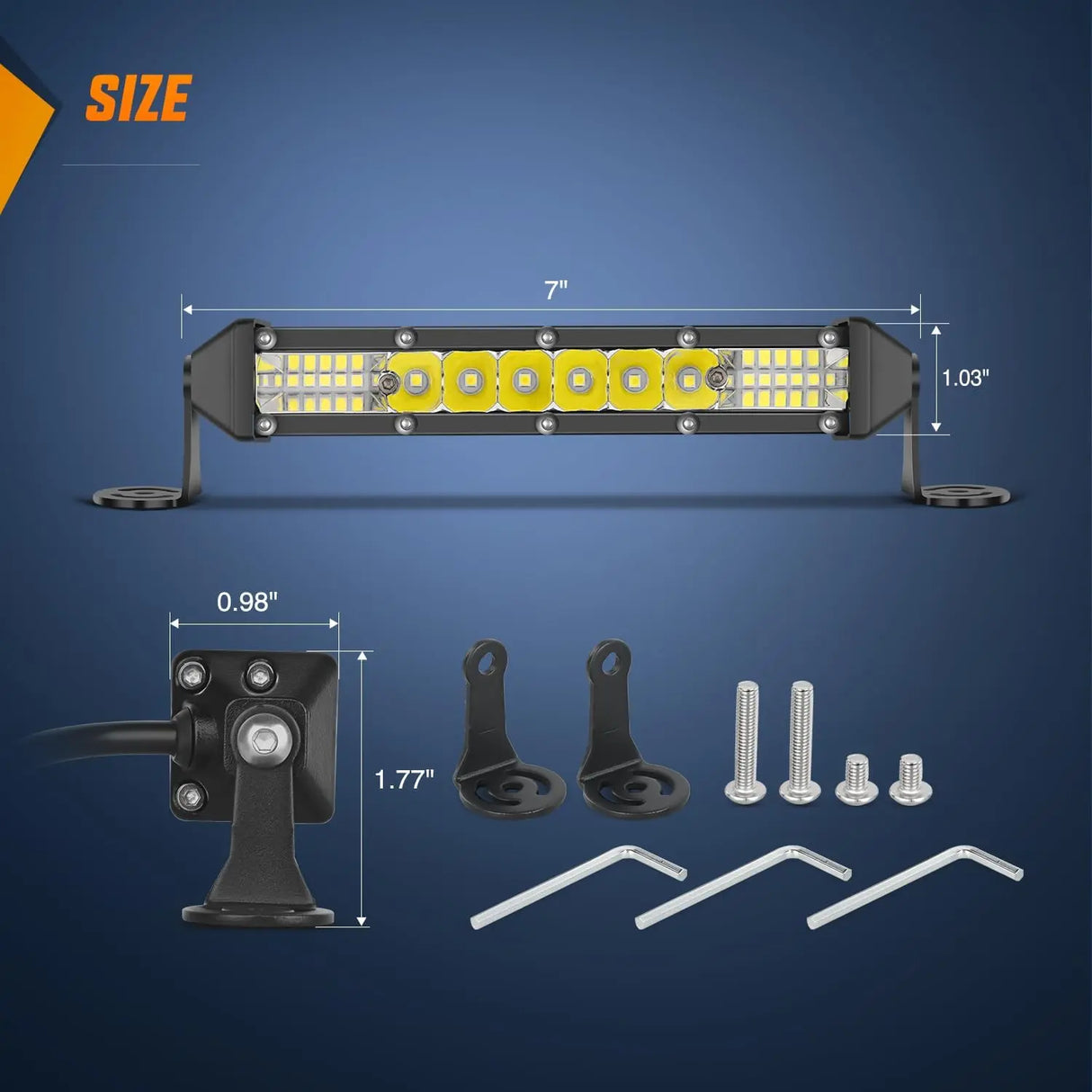 LED Light Bar 7" 48W 16LED Single Row Ultra-Slim Spot Flood LED Light Bars