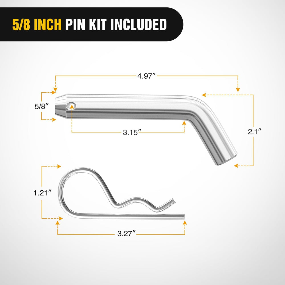 Trailer Hitch Ball Mount with 5/8in Hitch Pin Clip Fits 2in Receiver Square 7500 lbs 4in Drop 3in Rise Nilight