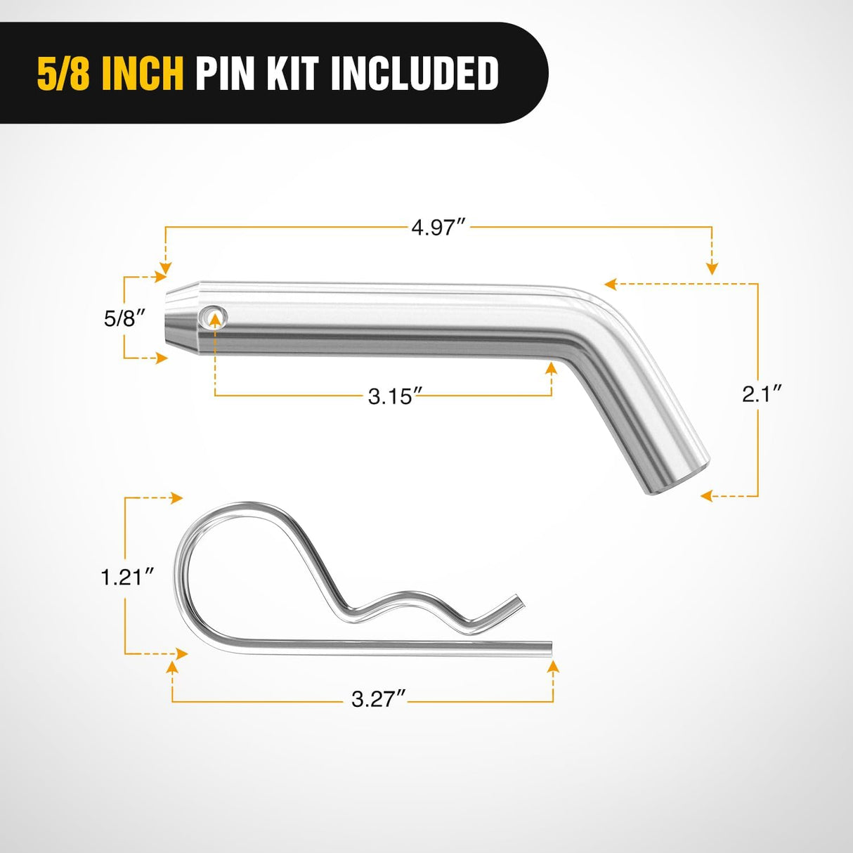 Trailer Hitch Ball Mount with 5/8in Hitch Pin Clip Fits 2in Receiver Square 7500 lbs 4in Drop 3in Rise Nilight