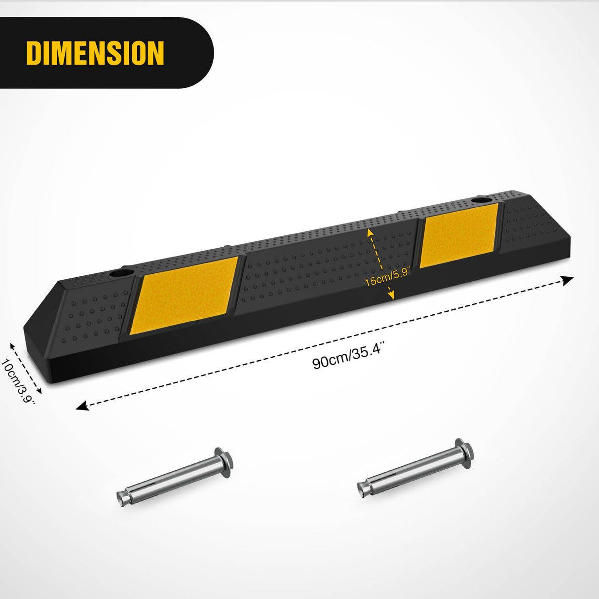 36 Inch Parking Curb - 2 Pack Heavy Duty Rubber Garage Driveway Wheel Parking Stopper Blocks for Cars, SUVs, and Trucks