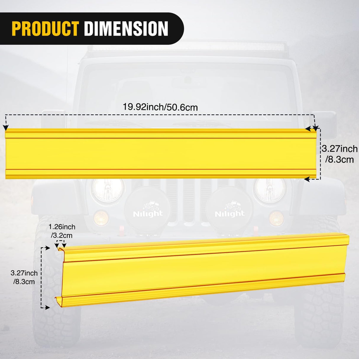 22 Inch Spot Flood Combo LED Light Bar Yellow Cover | Protective Durable Polycarbonate Lens, Waterproof Dustproof Scratch-Proof for Side-Mounted Bumper Off Road Driving Fog Lamp