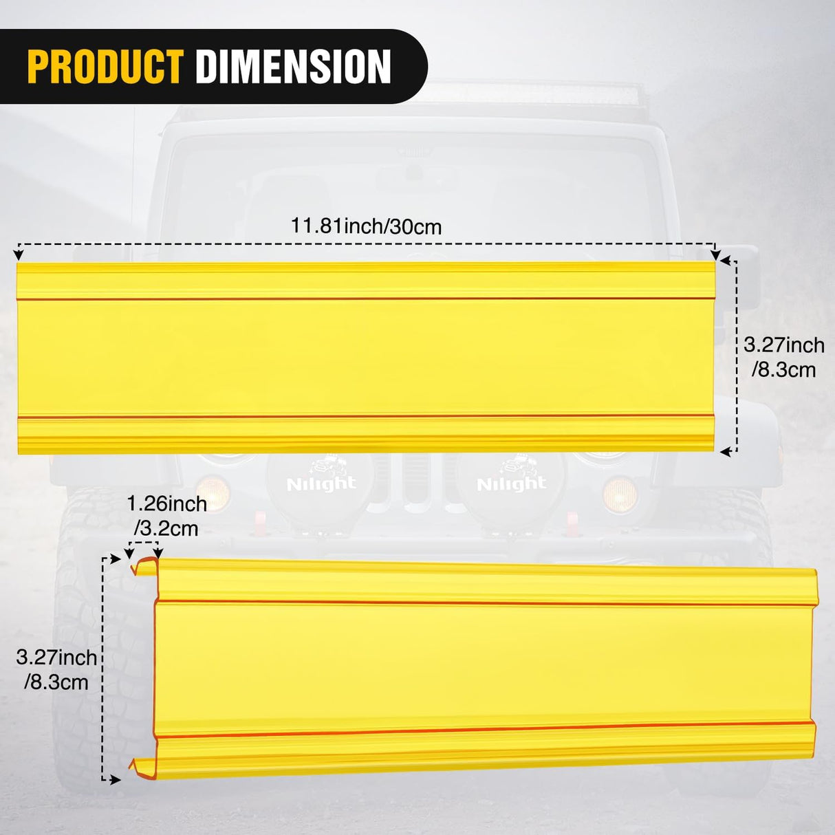 13.5 Inch Spot Flood Combo LED Light Bar Yellow Cover | Protective Durable Polycarbonate Lens, Waterproof Dustproof Scratch-Proof for Side-Mounted Bumper Off Road Driving Fog Lamp